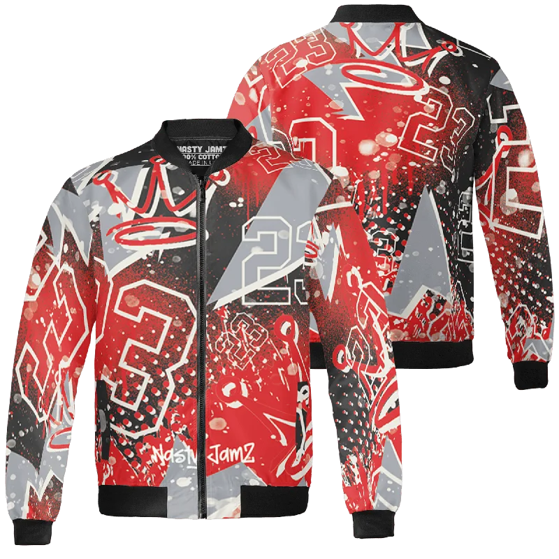 NastyJamz Bred Reimagined 4s Jacket Match 23 King 3D All-Over Print Zigzag