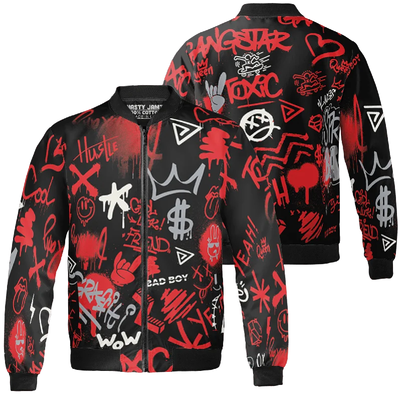 NastyJamz Bred Reimagined 4s Jacket Match Graffiti King 3D All-Over Print Doodle Style