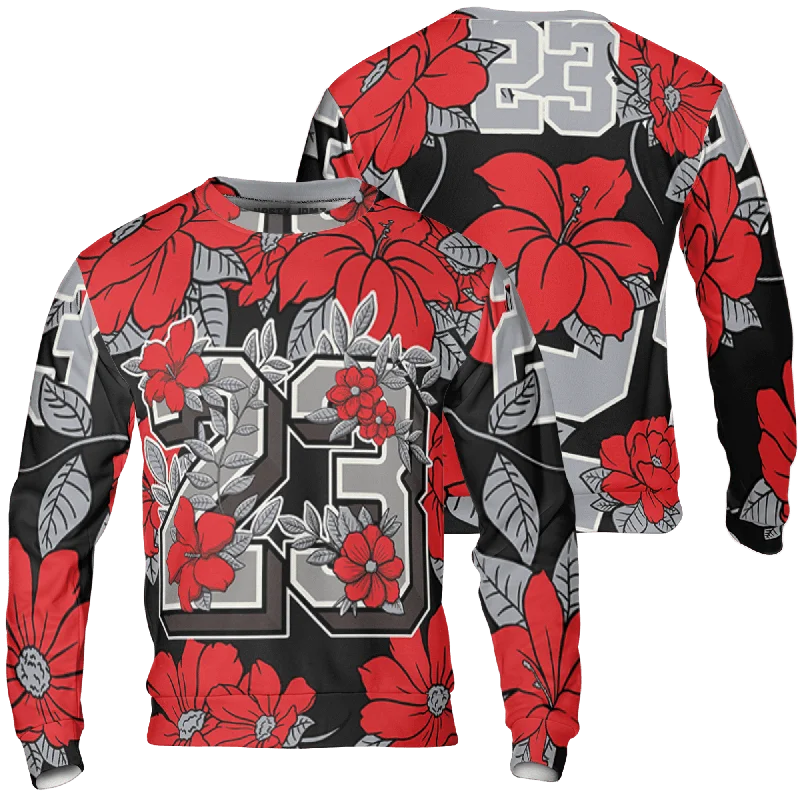 NastyJamz Bred Reimagined 4s Sweatshirt Match 23 Floral 3D All-Over Print Flowers