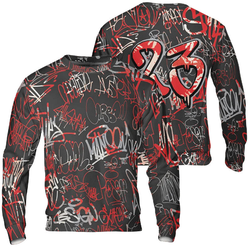 NastyJamz Bred Reimagined 4s Sweatshirt Match 23 Hiphop 3D All-Over Print Graffiti Pattern