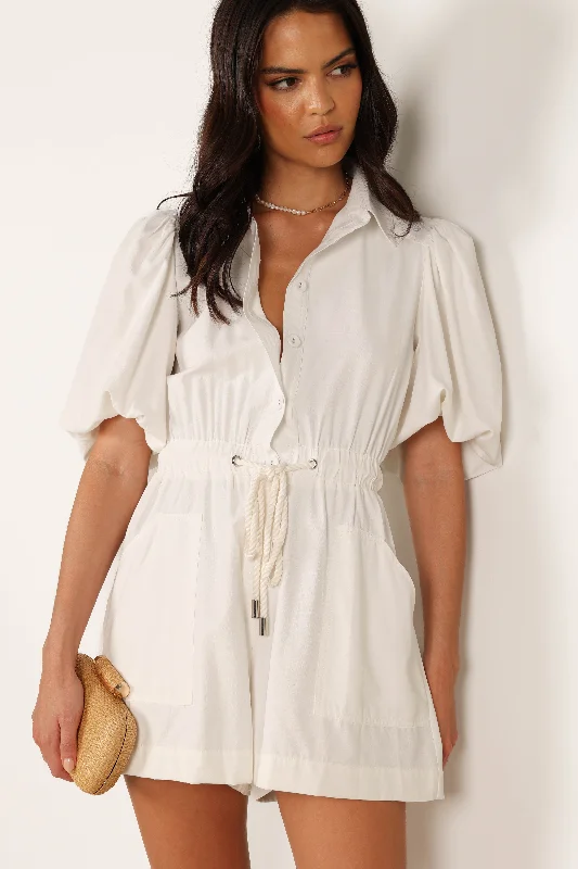 Annie Linen Romper - White