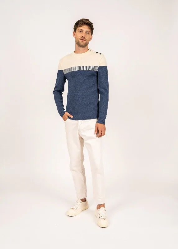 Bretagne sailor jumper - slim fit, in pure new wool (JEAN/ECRU)