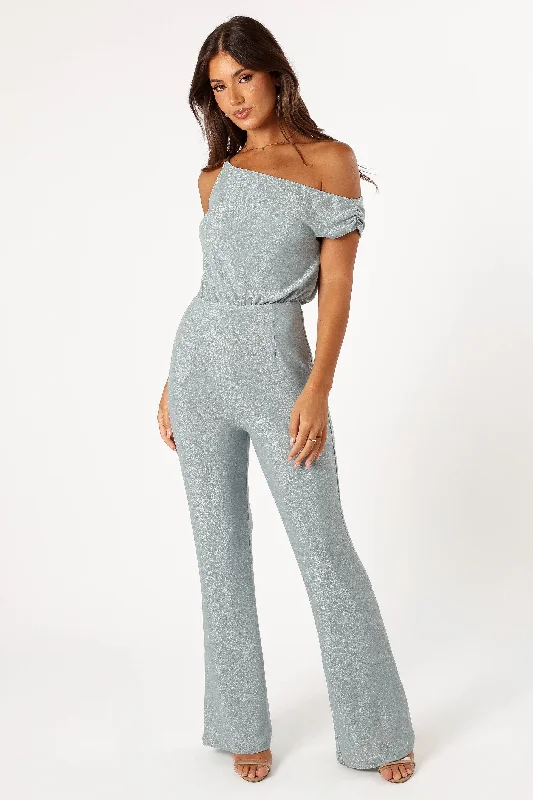 Heather One Shoulder Jumpsuit - Sage