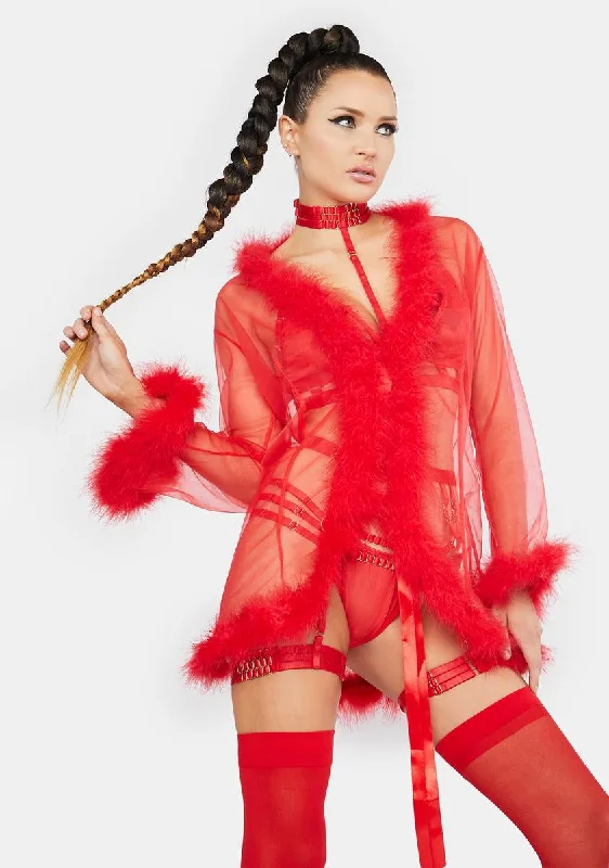 In The Night Short Feather Robe