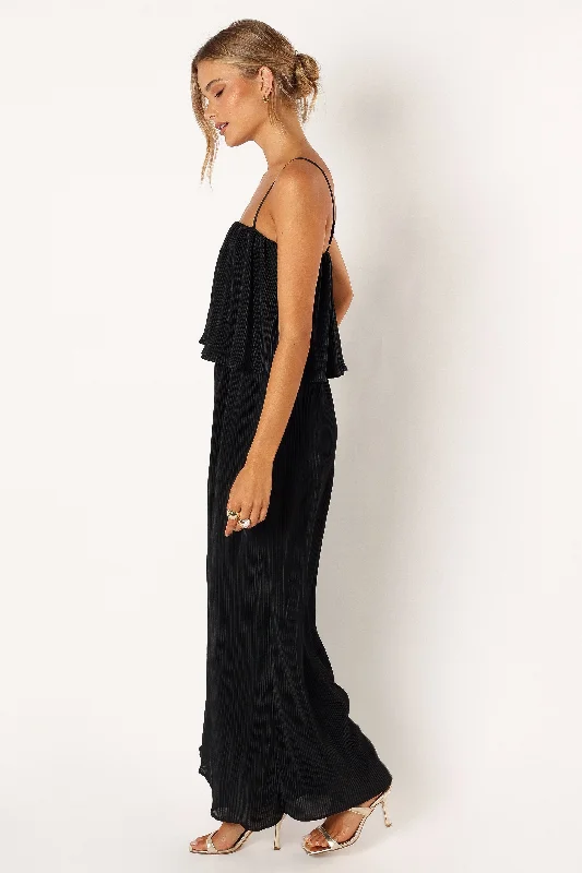 Jillian Plisse Jumpsuit - Black