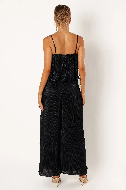 Jillian Plisse Jumpsuit - Black