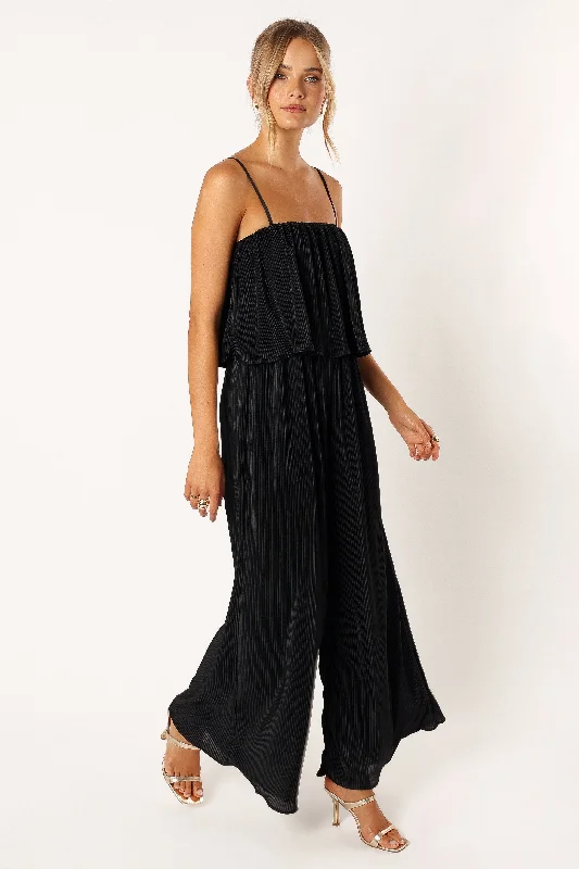 Jillian Plisse Jumpsuit - Black