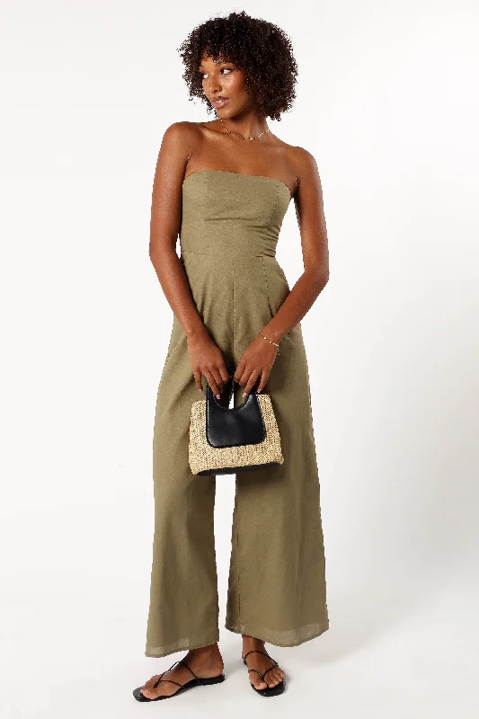 Jodie Strapless Jumpsuit - Olive