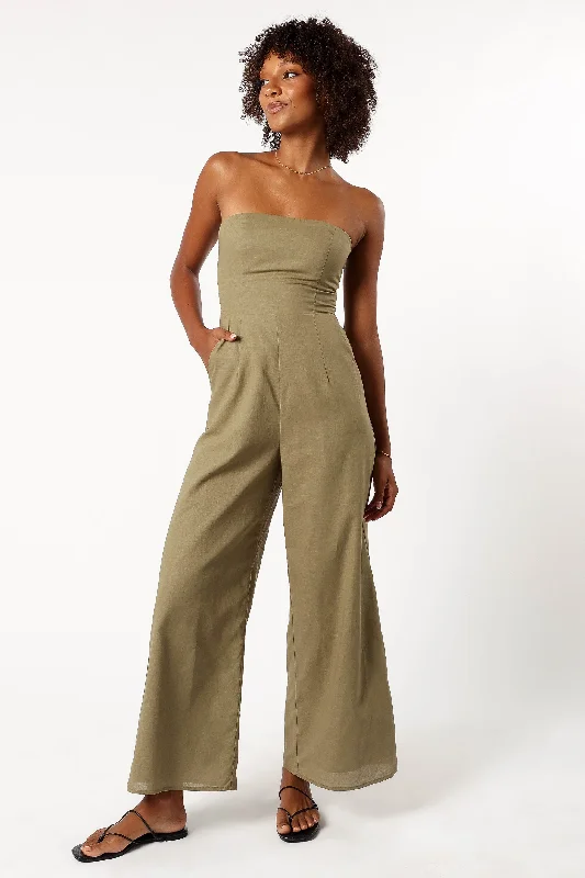 Jodie Strapless Jumpsuit - Olive