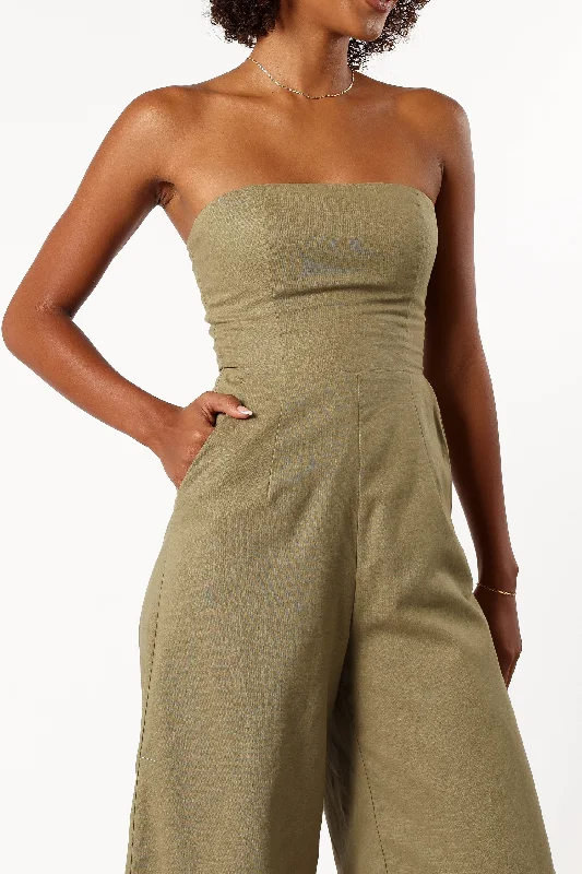 Jodie Strapless Jumpsuit - Olive