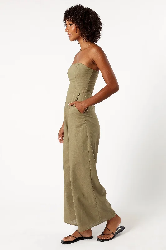 Jodie Strapless Jumpsuit - Olive