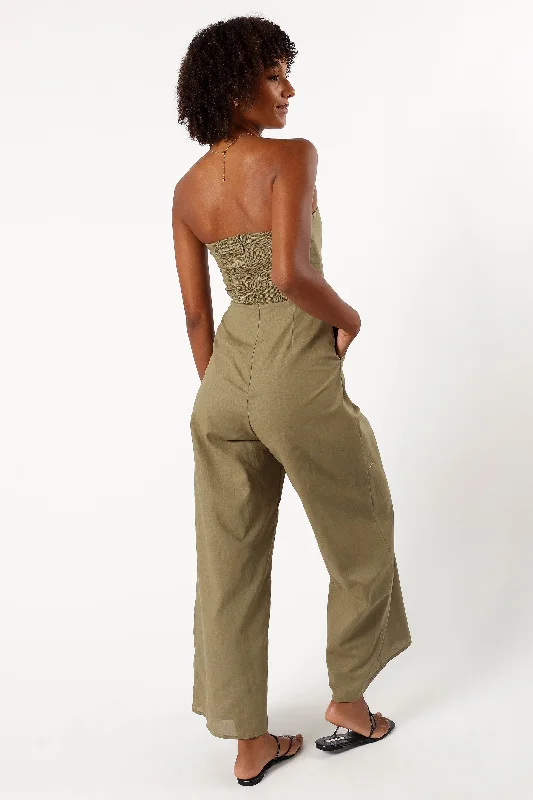 Jodie Strapless Jumpsuit - Olive