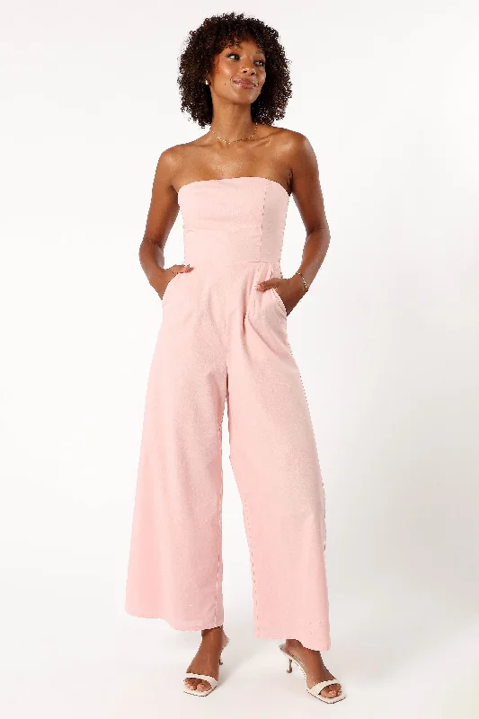 Jodie Strapless Jumpsuit - Pale Pink