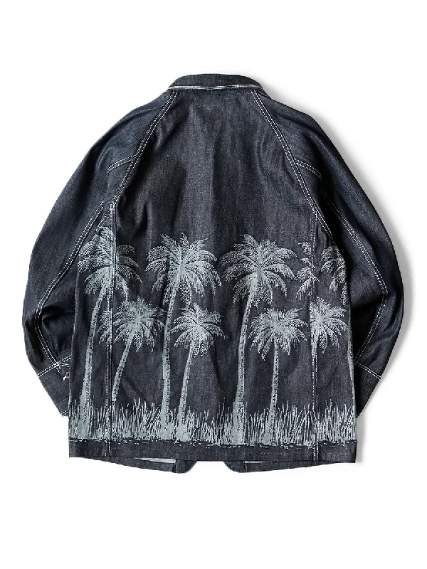 Kapital 12oz PALM TREE Jacquard Denim CACTUS Coverall - Indigo