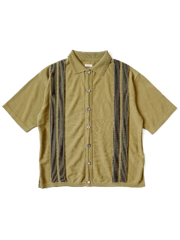 Kapital 14G Cotton Knit TENNESSEE Aloha Polo - Olive Khaki