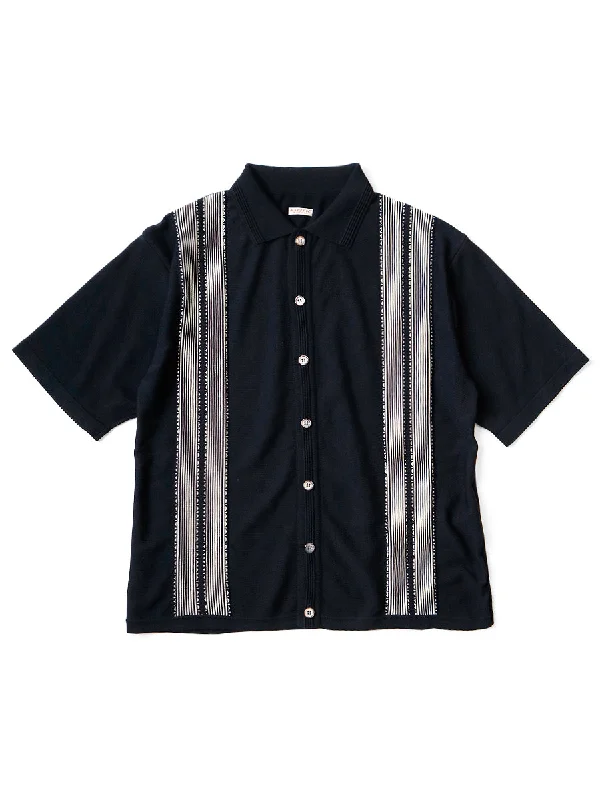 Kapital 14G Cotton Knit TENNESSEE Aloha Polo - Black