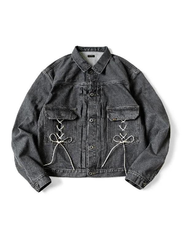 Kapital 14oz Black Denim Lace-Up 2nd Jacket