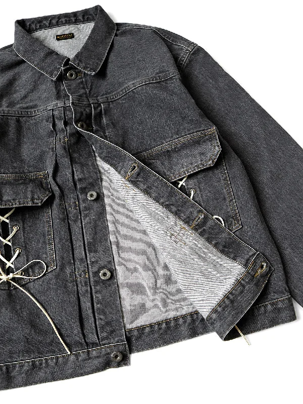 Kapital 14oz Black Denim Lace-Up 2nd Jacket