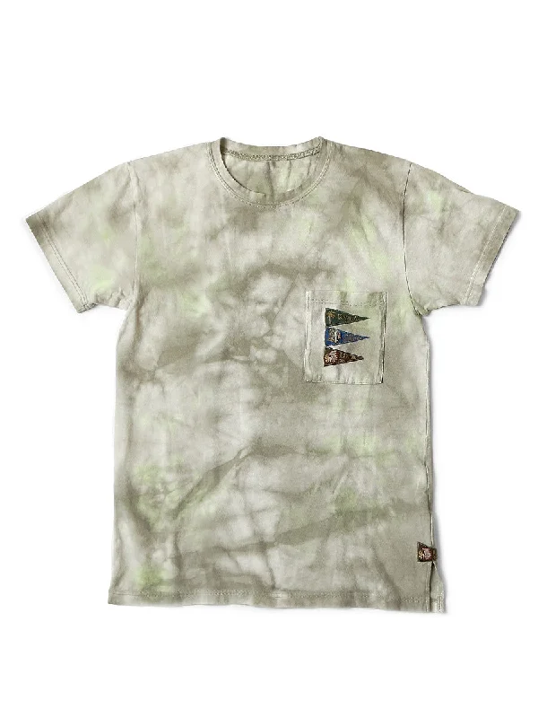 Kapital 20 /-Tianzhu Pennant T (4flags) Smoky ASHBURY DYED - Khaki x Yellow