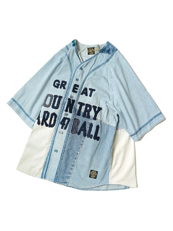 Kapital KOUNTRY 8oz Reconstruction Denim GREAT KOUNTRY Baseball Shirt - Indigo (Processing)