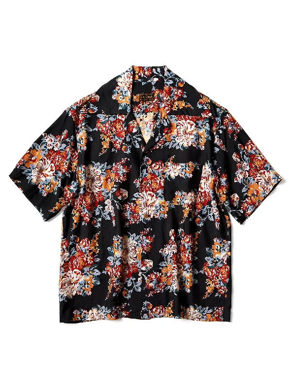 Kapital Silk Rayon CHAMPETRE MARIA WRANGLE Collar Aloha Shirt - Black