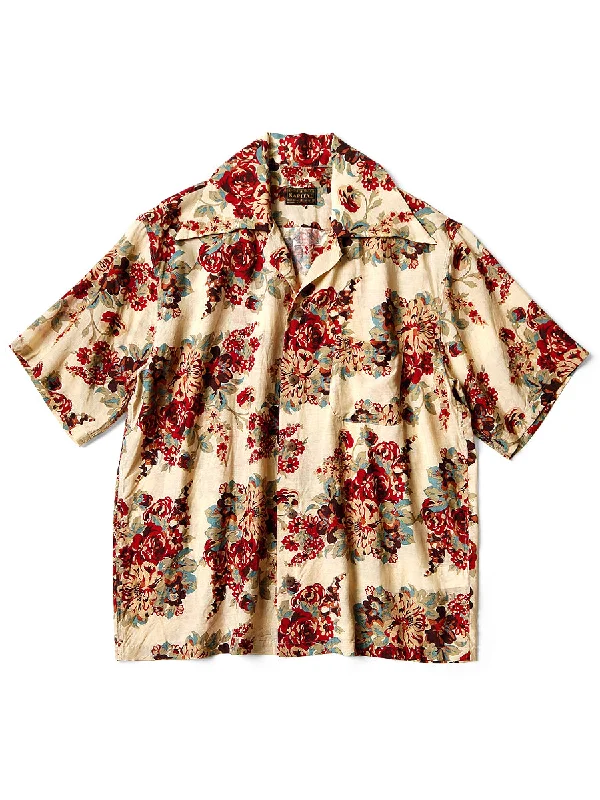 Kapital Silk Rayon CHAMPETRE MARIA WRANGLE Collar Aloha Shirt - Ecru