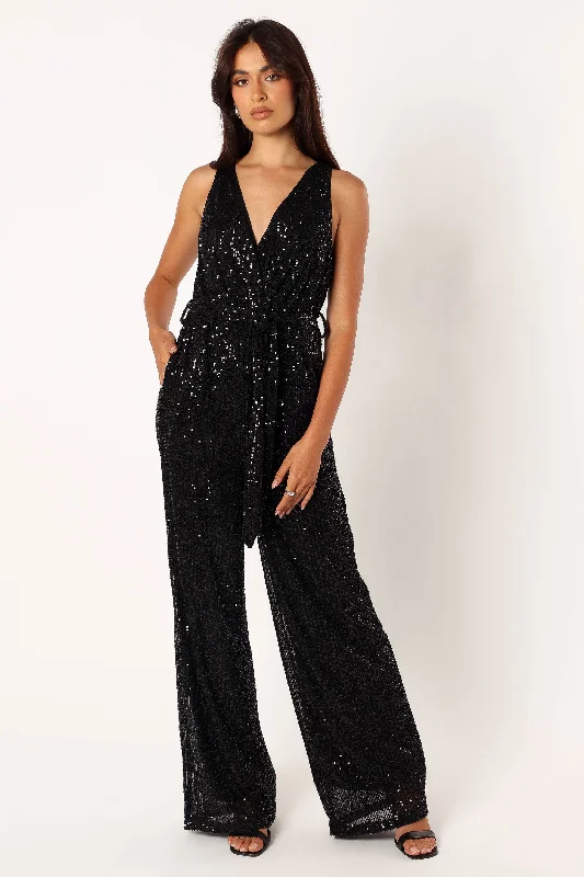 Katherine Sequin Jumpsuit - Black