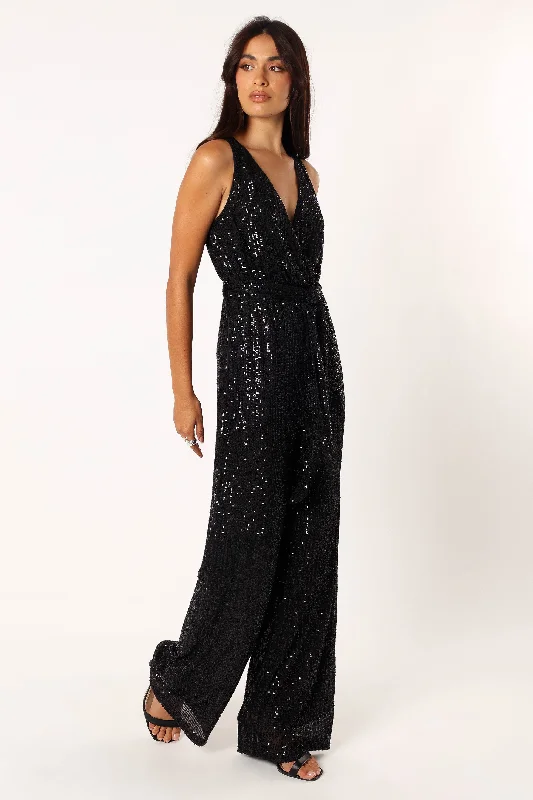 Katherine Sequin Jumpsuit - Black