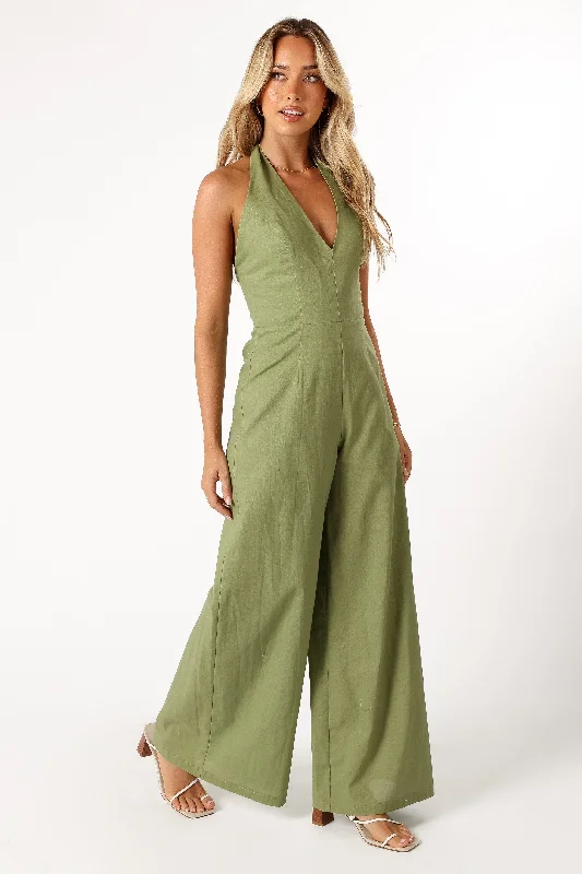 Kourtney Halterneck Jumpsuit - Olive