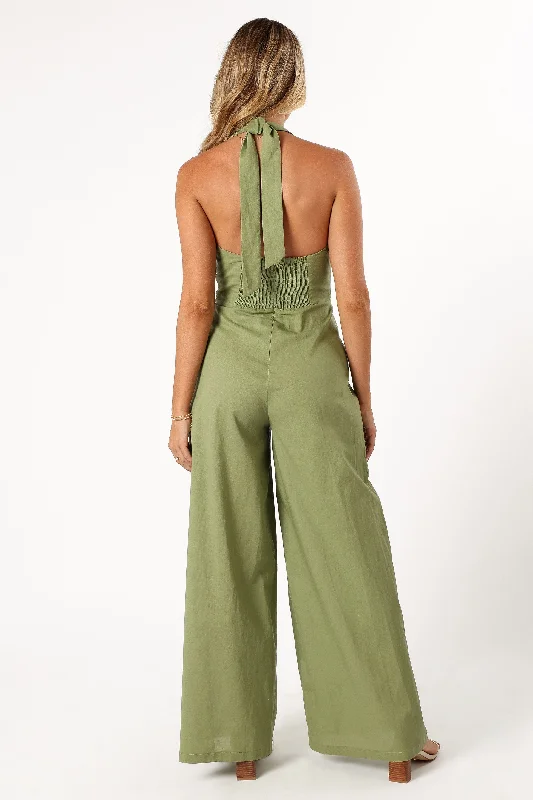 Kourtney Halterneck Jumpsuit - Olive