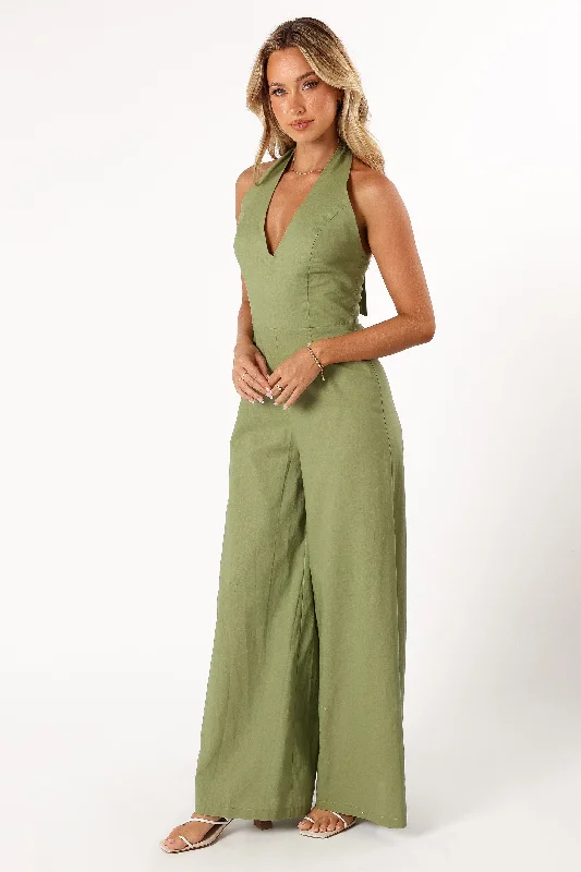 Kourtney Halterneck Jumpsuit - Olive