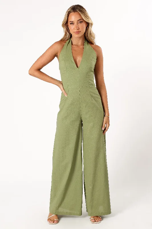 Kourtney Halterneck Jumpsuit - Olive