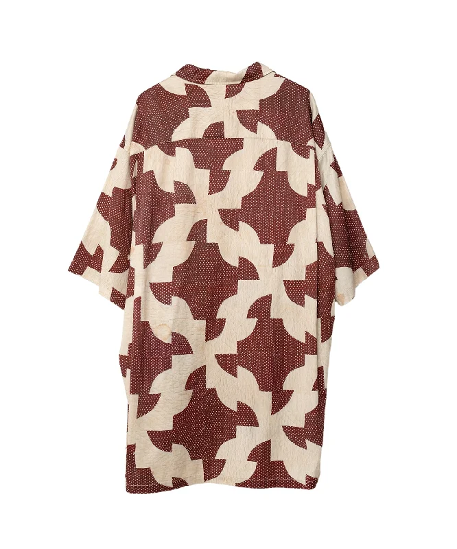 Maison Mihara Yasuhiro MMY- DRUNKER'S PATH QUILT PATTERN PRINTED S/S SHIRTS- BORDEAUX