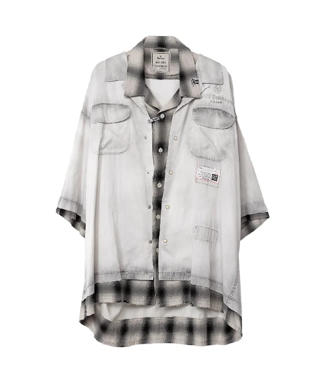 Maison Mihara Yasuhiro MMY- RC TWILL DOUBLE LAYERED S/S SHIRTS- LIGHT GREY