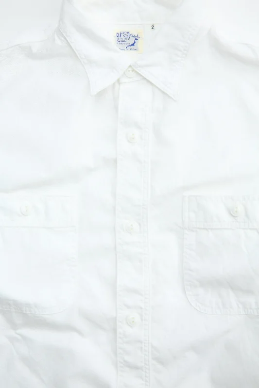 orSlow CHAMBRAY WORK SHIRT - White