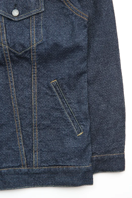 Pure Blue Japan 6118-ID Men's Woven Sashiko Type3 Jacket - Indigo x Indigo