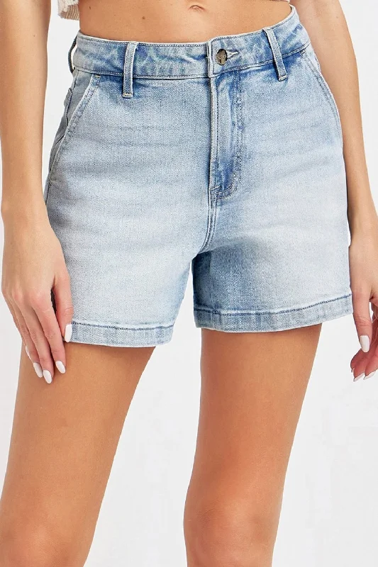 Hot Girl Risen High Rise Utility Denim Shorts In Light Wash