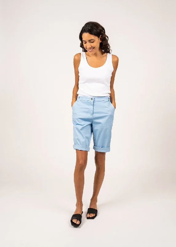 Samantha plain Bermuda shorts - in light cotton (CIEL)