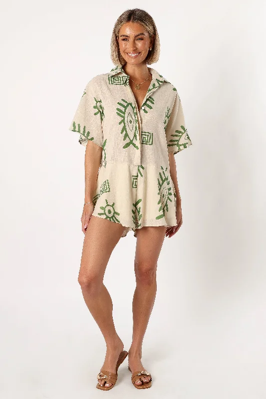 Sebastian Romper - Green Print