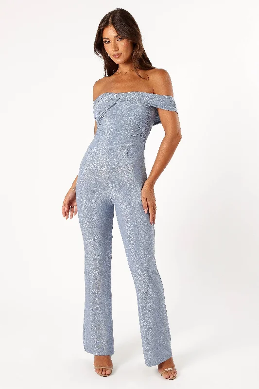 Sharnie Off Shoulder Jumpsuit - Blue