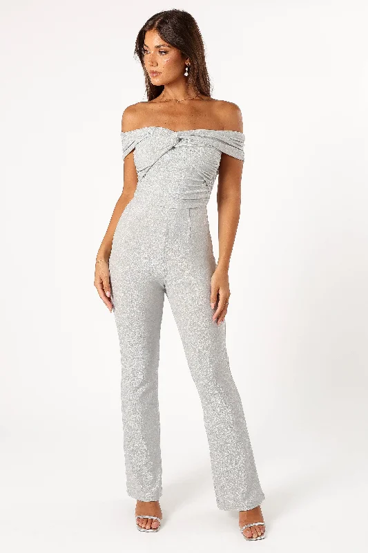 Sharnie Off Shoulder Jumpsuit - Silver