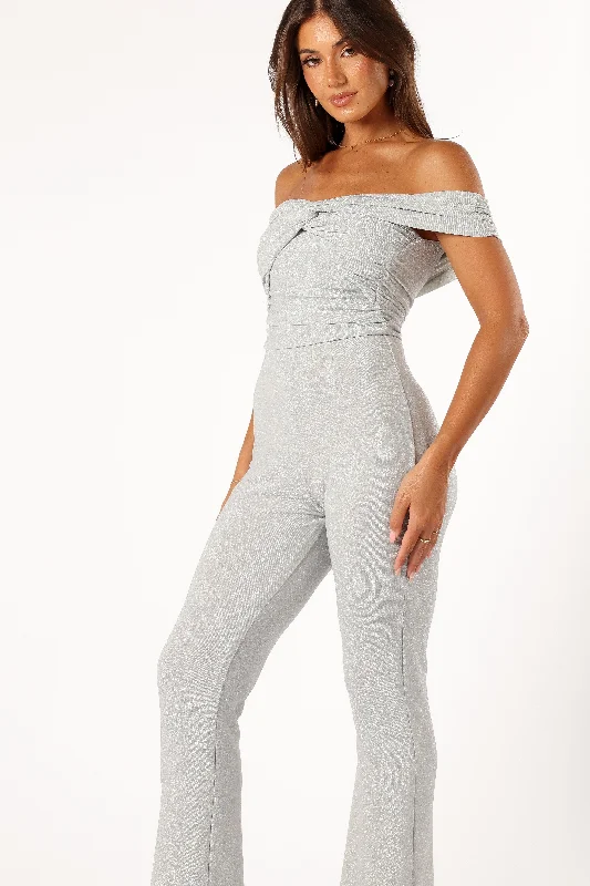 Sharnie Off Shoulder Jumpsuit - Silver