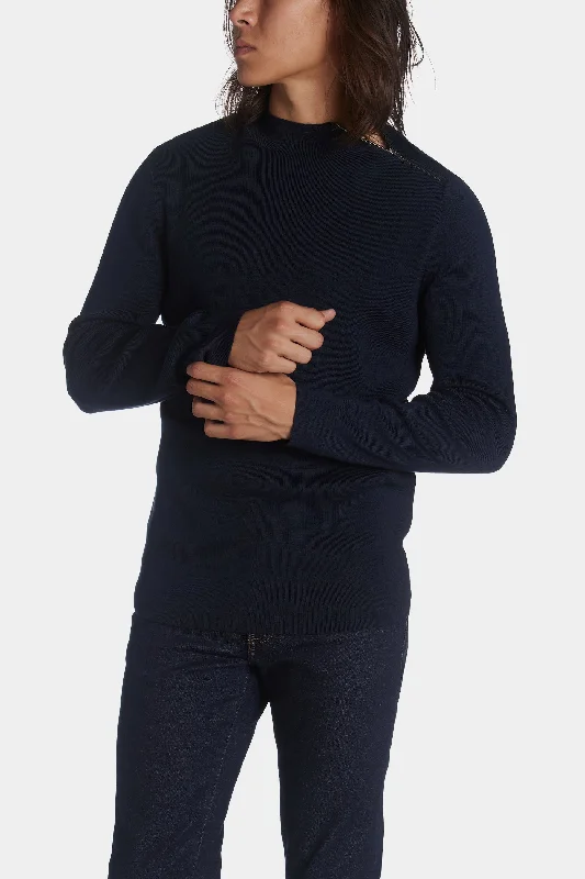 Solid Mock Neck Zip Sweater