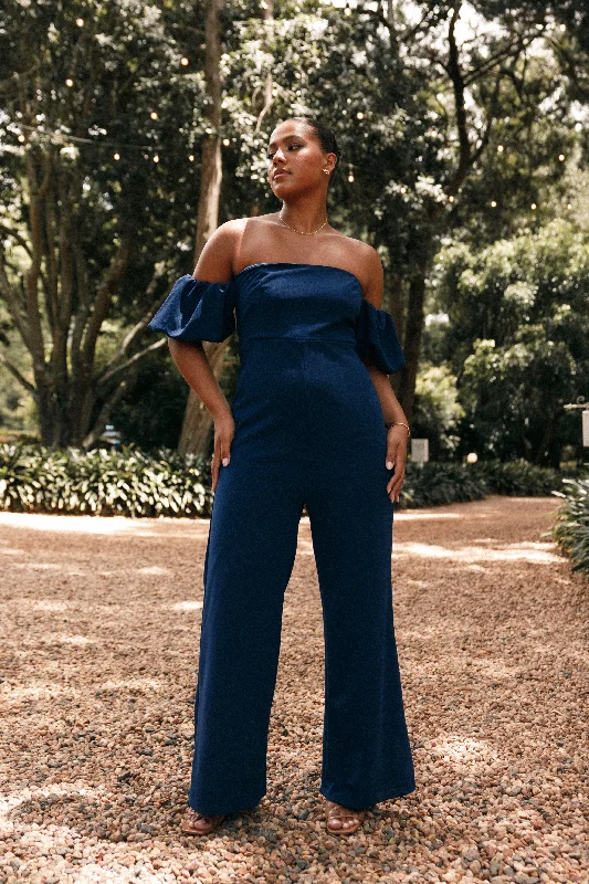 Tamra Off Shoulder Jumpsuit - Navy