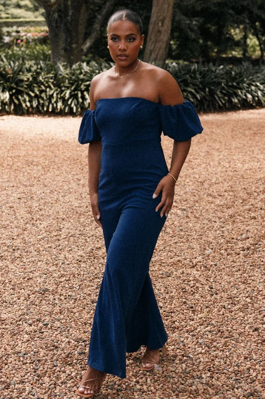 Tamra Off Shoulder Jumpsuit - Navy