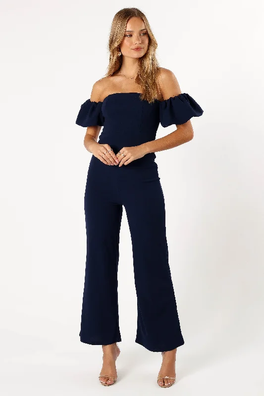 Tamra Off Shoulder Jumpsuit - Navy