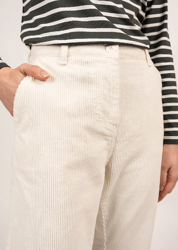 Tess Velvet Trousers - straight cut (BLANC D'HIVER)