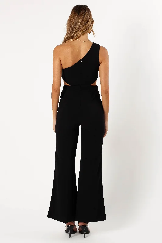 Tina One Shoulder Jumpsuit - Black