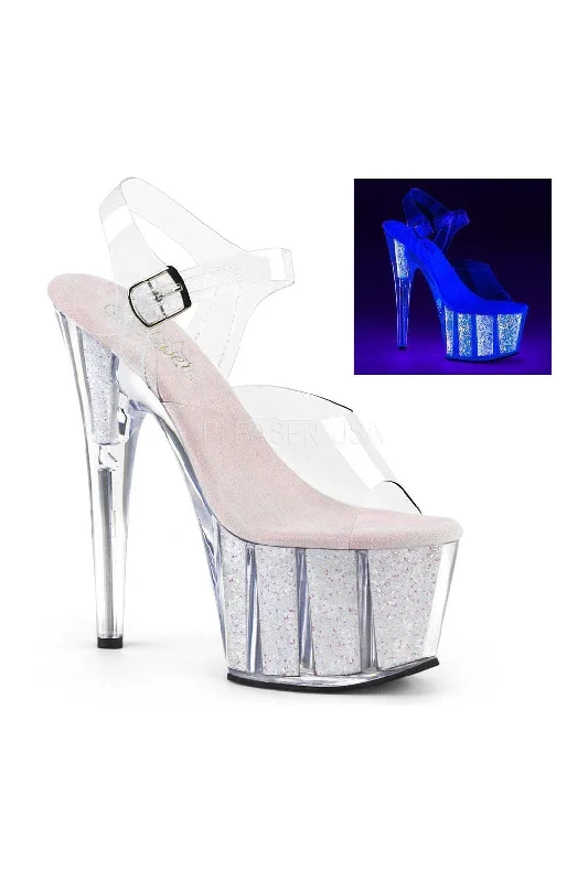 ADORE-708UVG Platform Sandals | Clear Vinyl