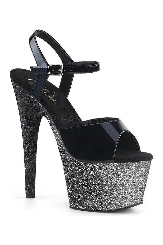 ADORE-709OMBRE Platform Sandal  | Black Patent